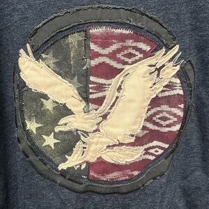American Eagle- dark gray shirt with fabric eagle on front